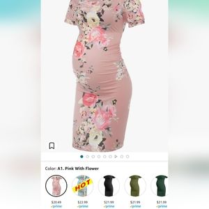 Pink floral maternity dress, size large